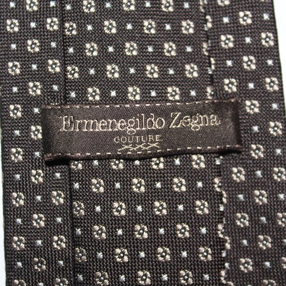 Ermenegildo Zegna Couture Brown Tie 3.5" x 58" - Picture 3 of 3